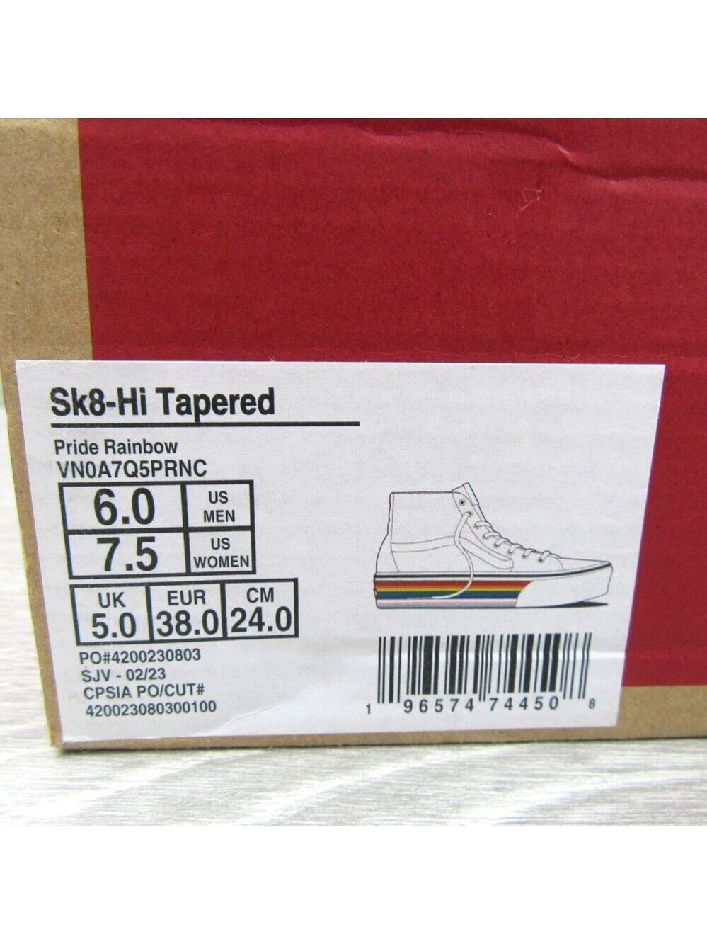 Vans SK8-HI Tapered Rainbow Pride Shoes Womens Size 7.5 NEW - Picture 15 of 15